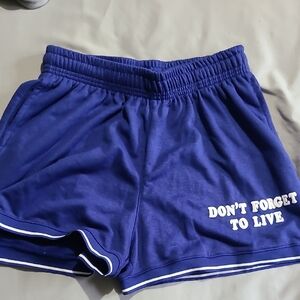 Women's Athletic Blue Shorts with Inspirational Print